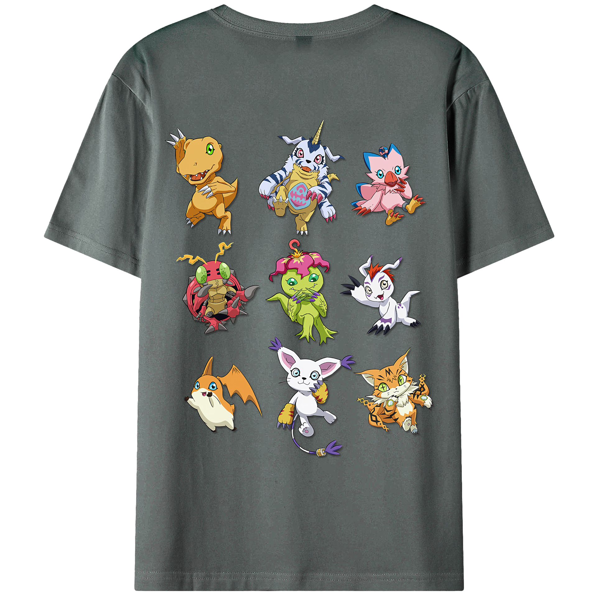 （画像用） Digimon デジタルモンスター/デジモン 綿100％ メンズ半袖Tシャツ（バックプリント） 通気性